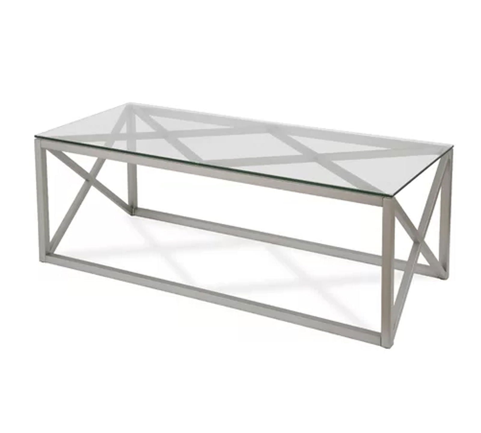 Metal Chrome Base Glass Center Table -