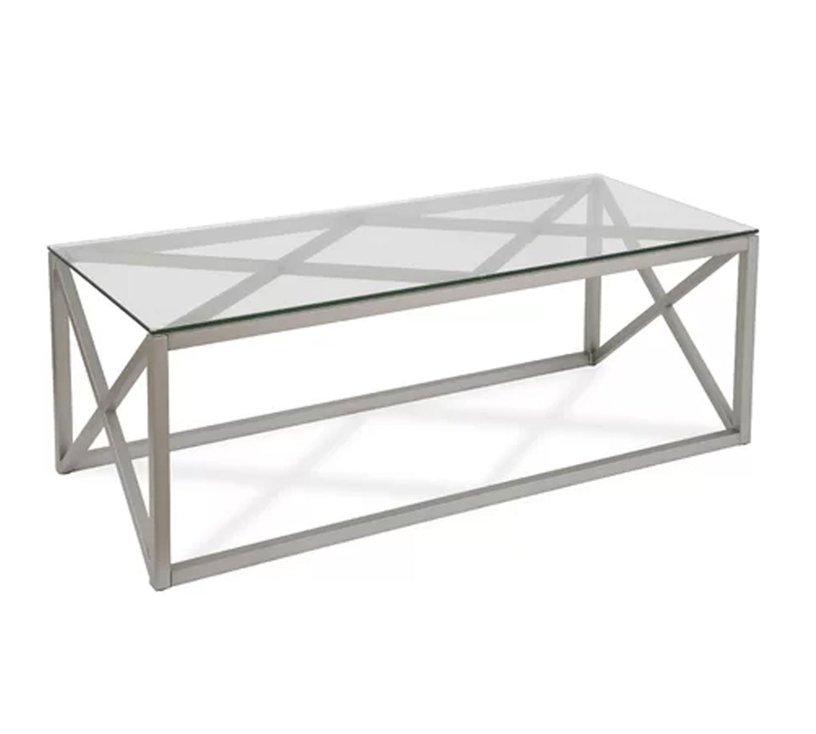 Metal Chrome Base Glass Center Table -