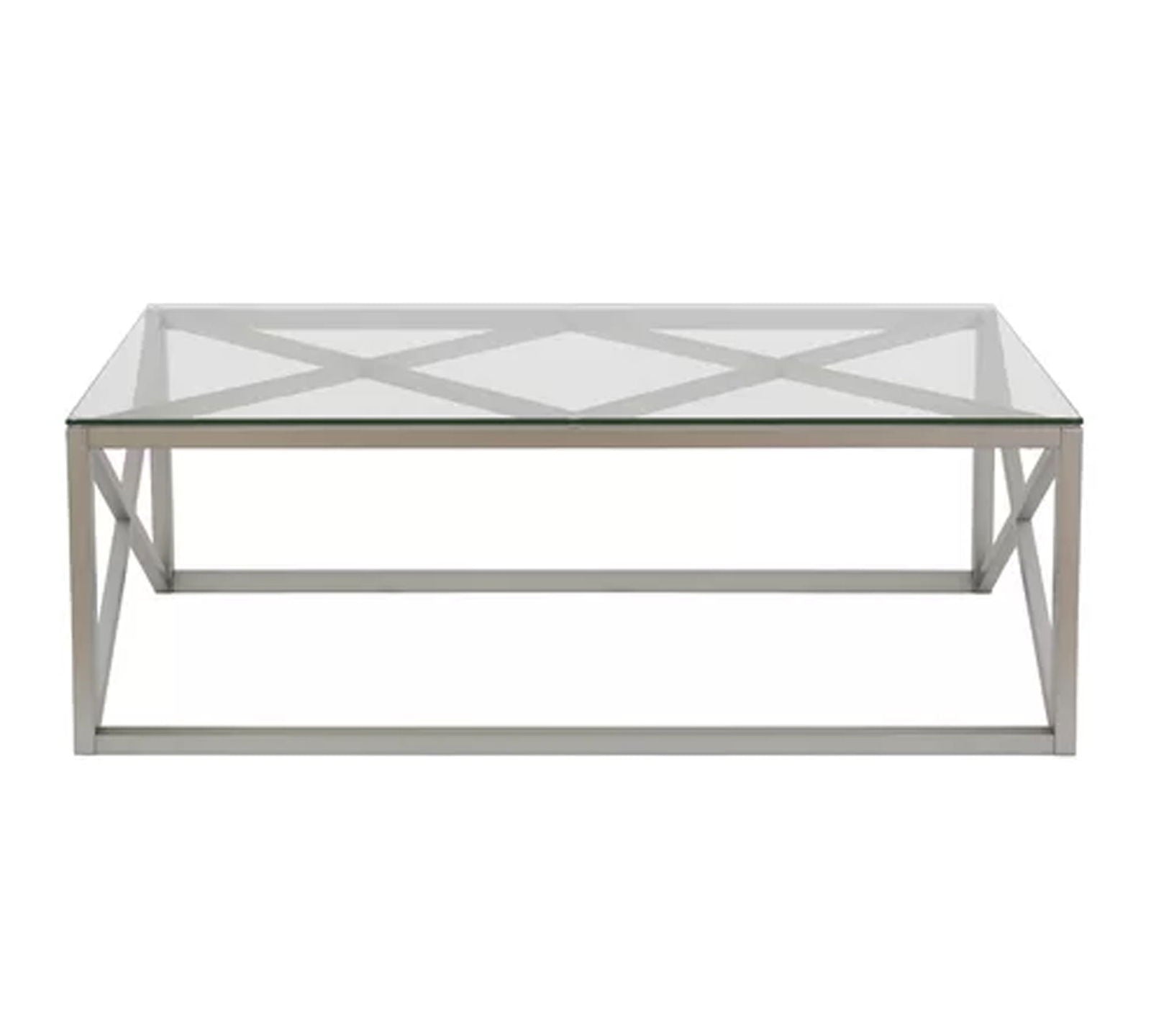 Metal Chrome Base Glass Center Table -