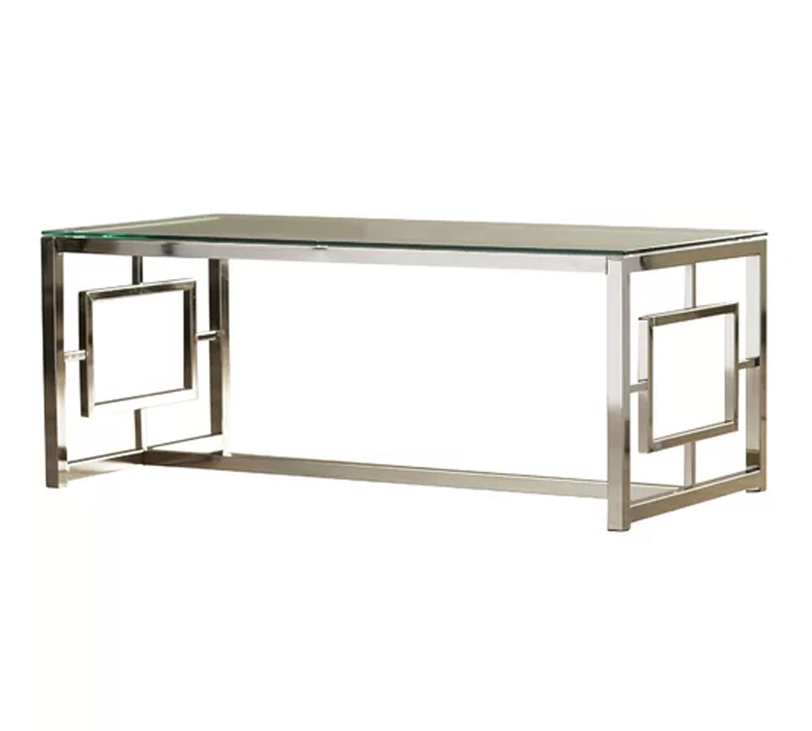 Metal Chrome Base Glass Top Center Table -