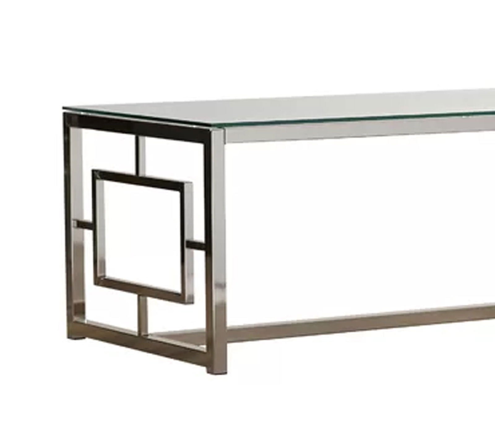 Metal Chrome Base Glass Top Center Table -