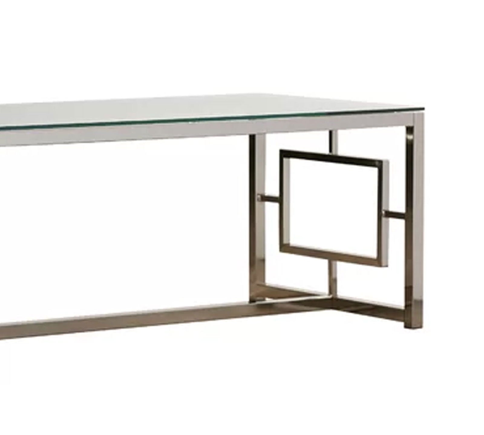 Metal Chrome Base Glass Top Center Table -