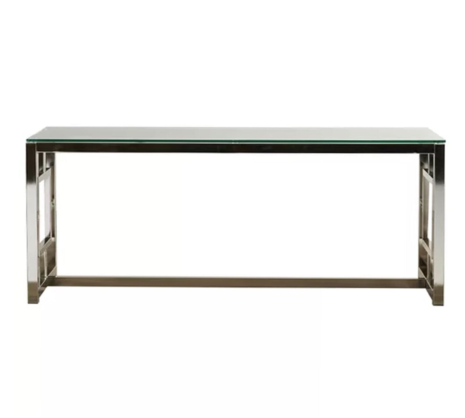 Metal Chrome Base Glass Top Center Table -