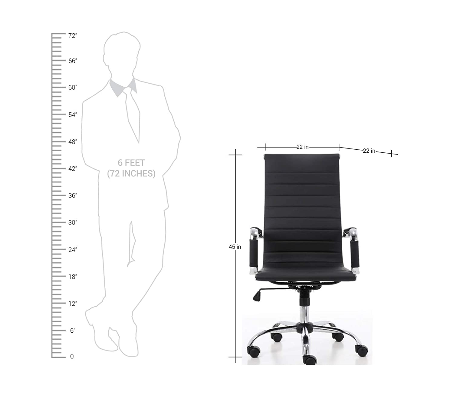 Metal Chrome Base High Back Office Executive Sleek Leatherette Chair -