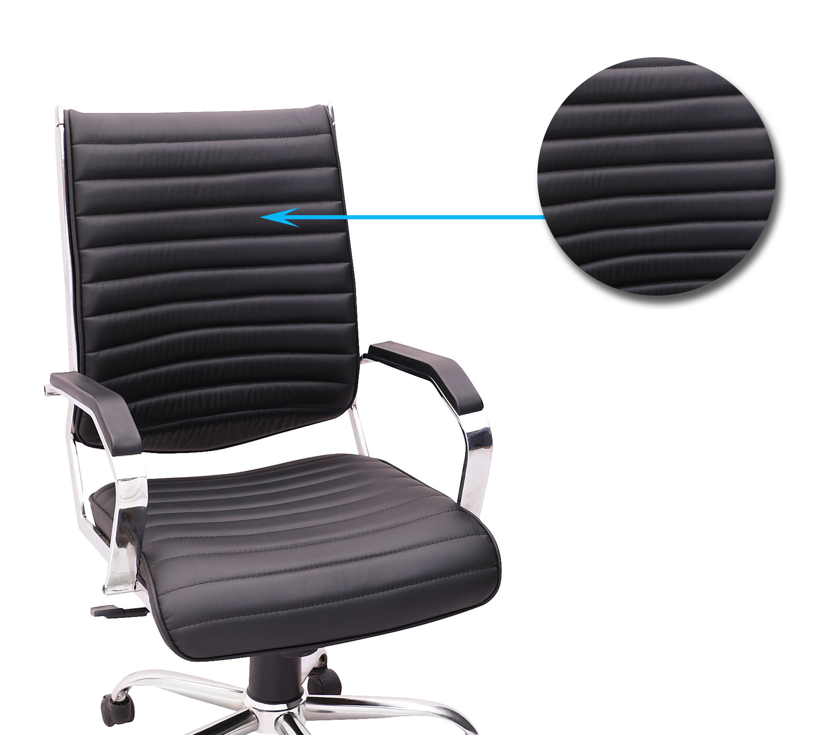 Metal Chrome Base Office Leather Executive Chair -