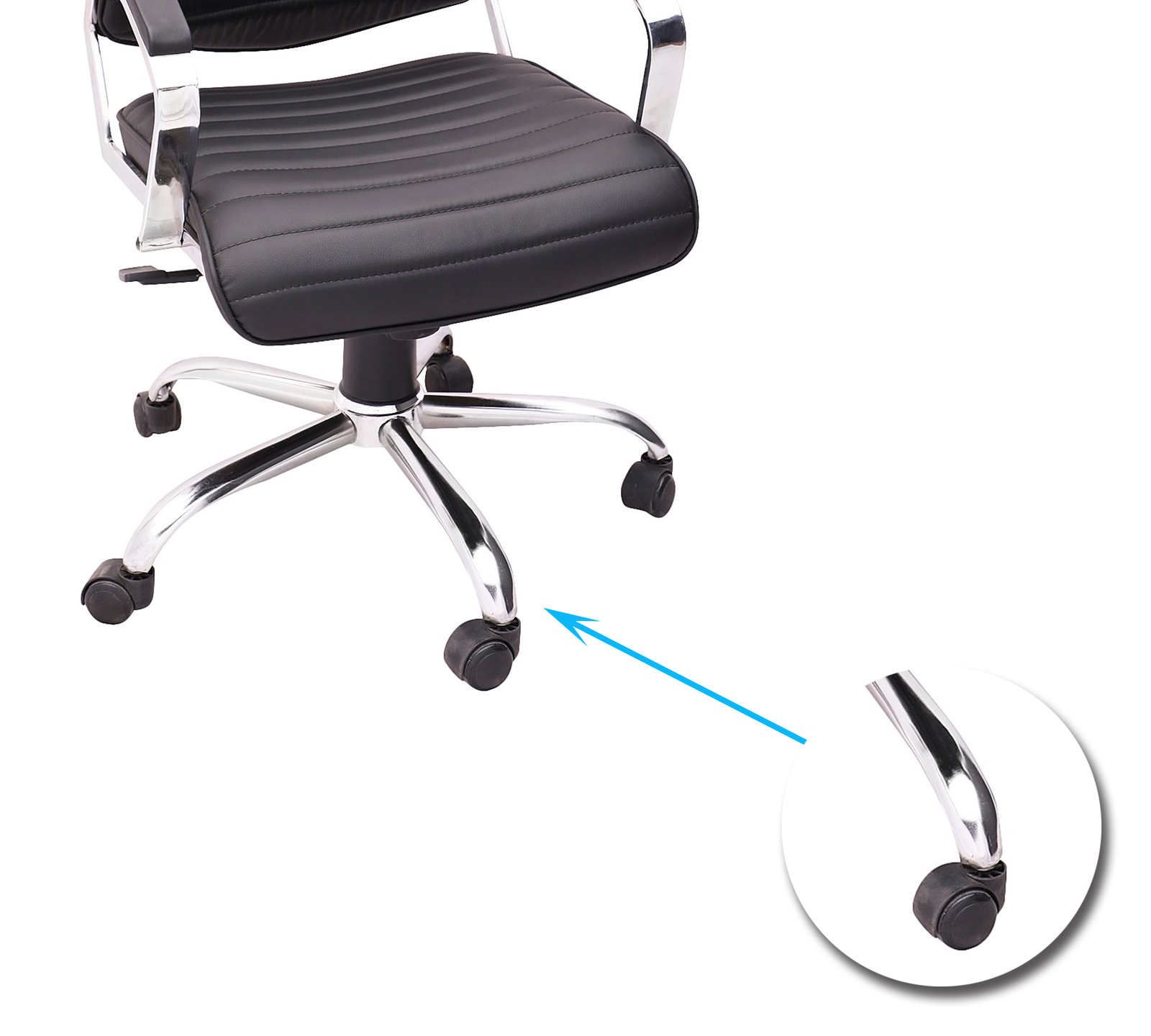 Metal Chrome Base Office Leather Executive Chair -