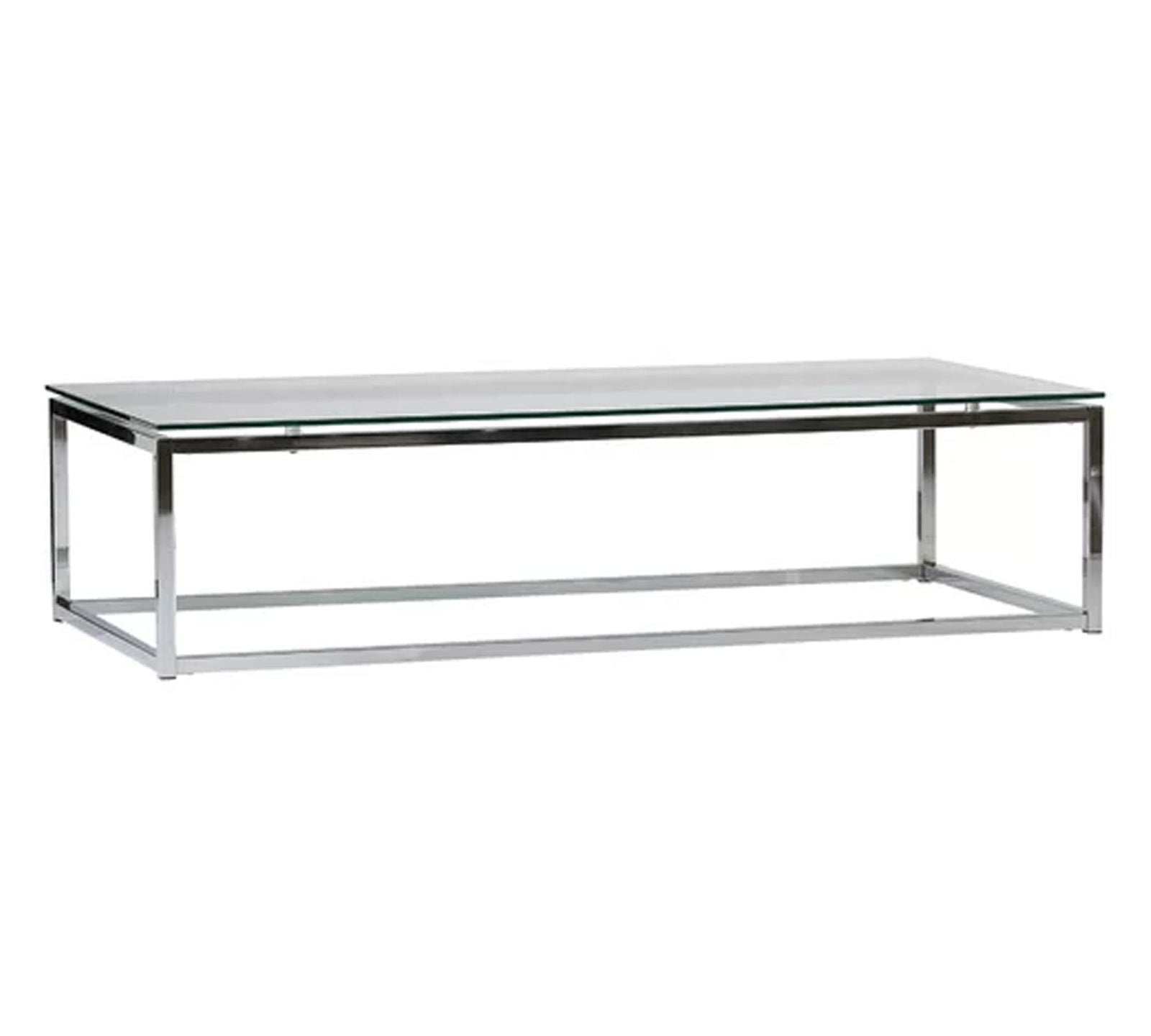 Metal Chrome Legs Base Glass Top Center Table -