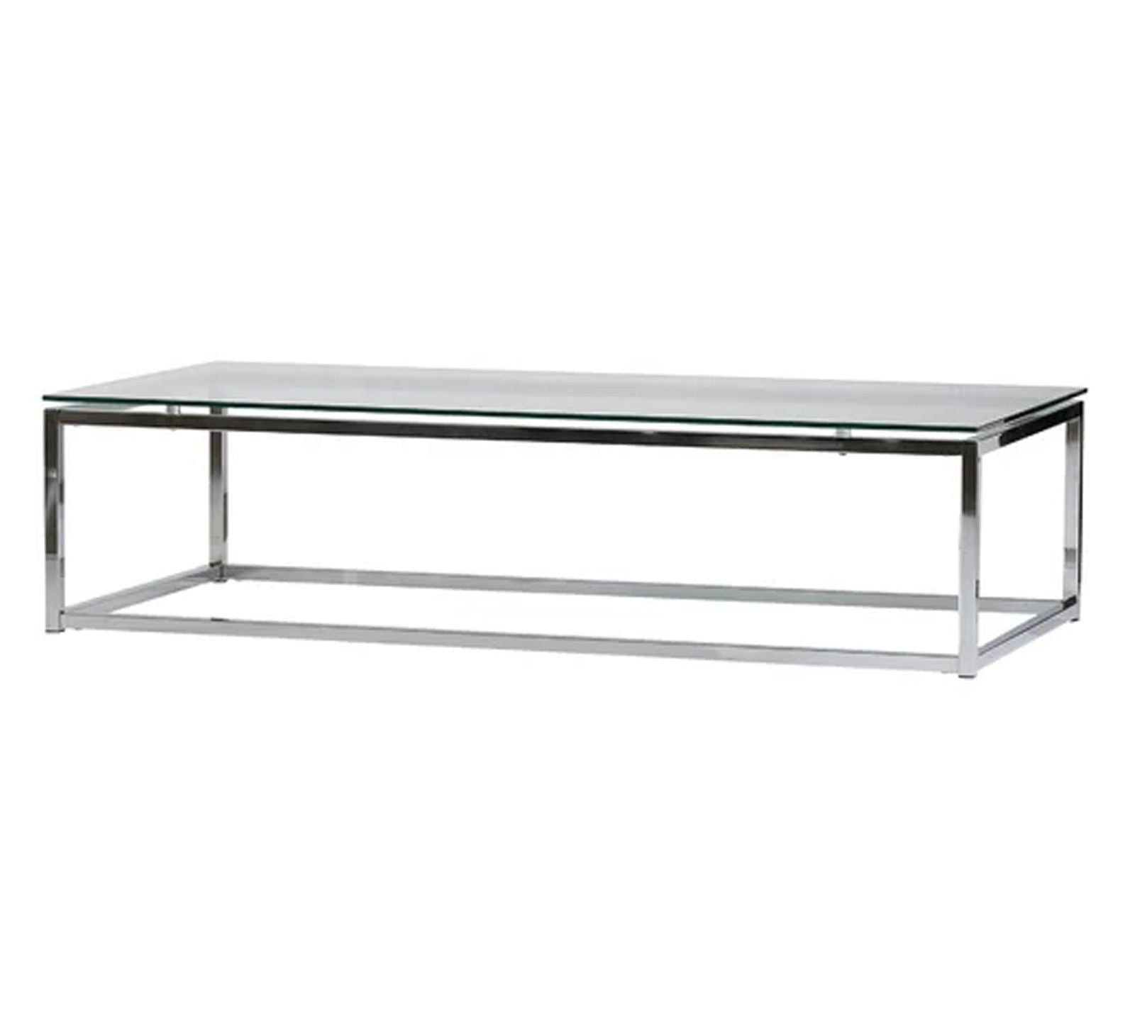 Metal Chrome Legs Base Glass Top Center Table -