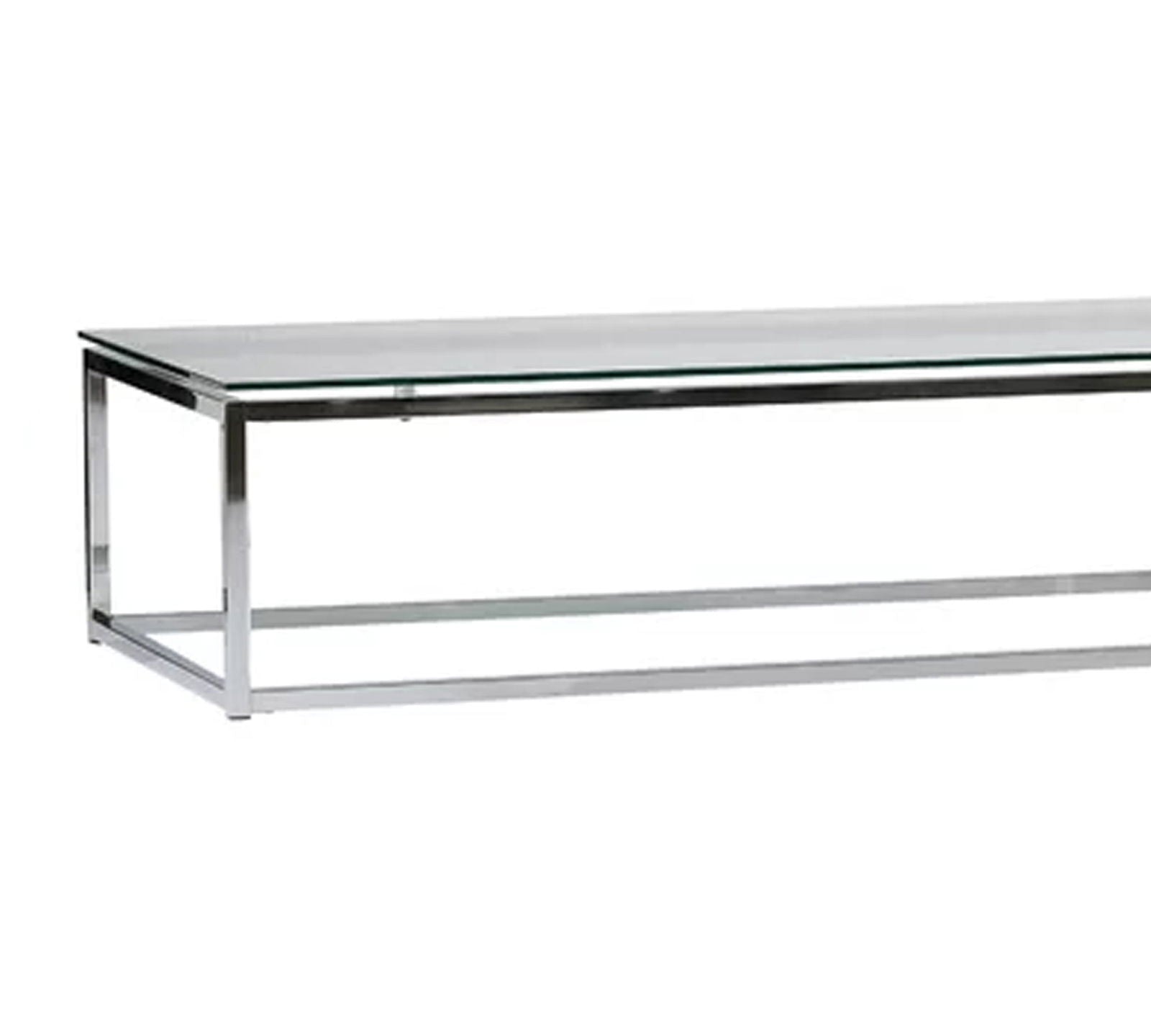 Metal Chrome Legs Base Glass Top Center Table -
