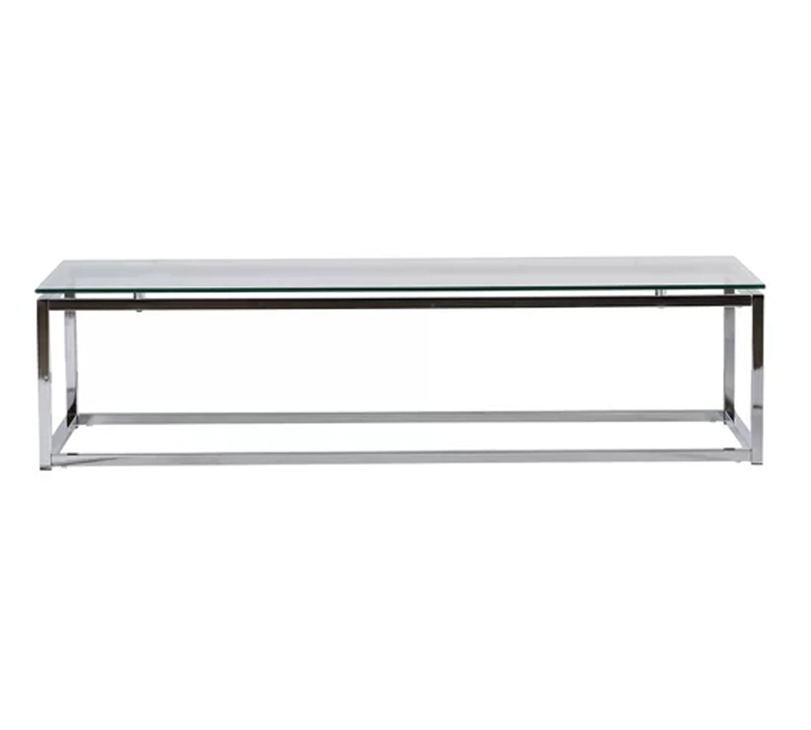 Metal Chrome Legs Base Glass Top Center Table -