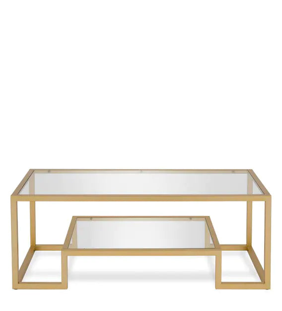 Metal Frame Base Glass Center Coffee Table -