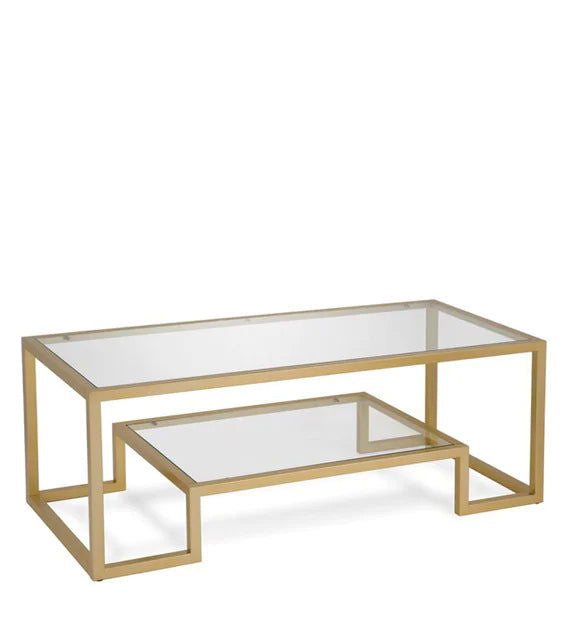Metal Frame Base Glass Center Coffee Table -