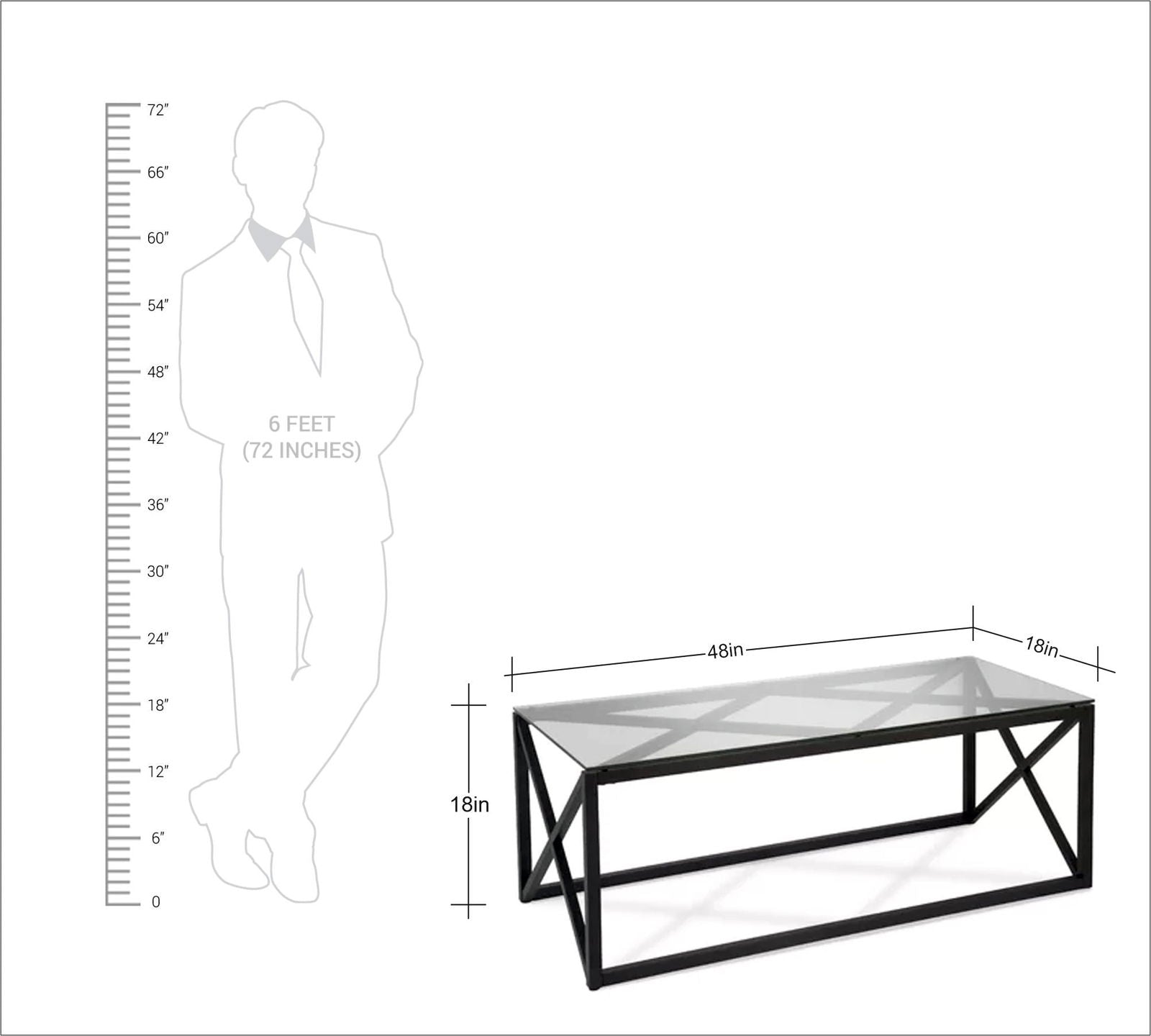 Metal Frame Base Glass Center Table -