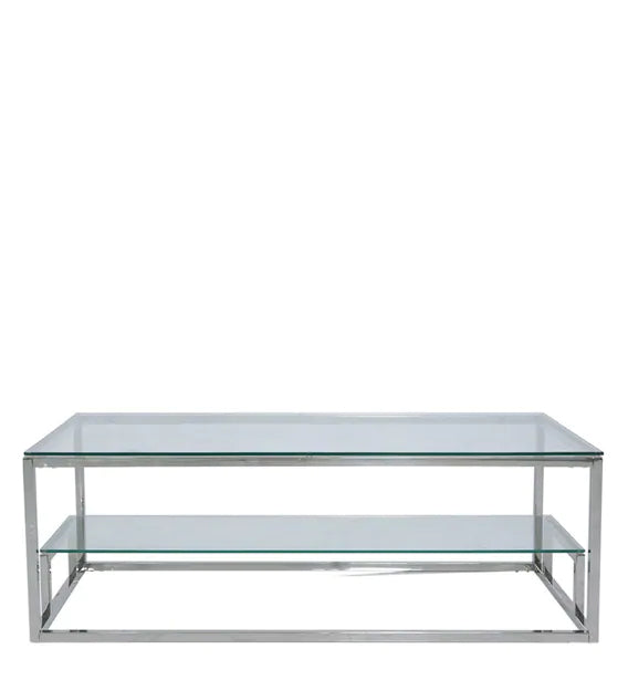 Metal Frame Base Glass Top Coffee Table -