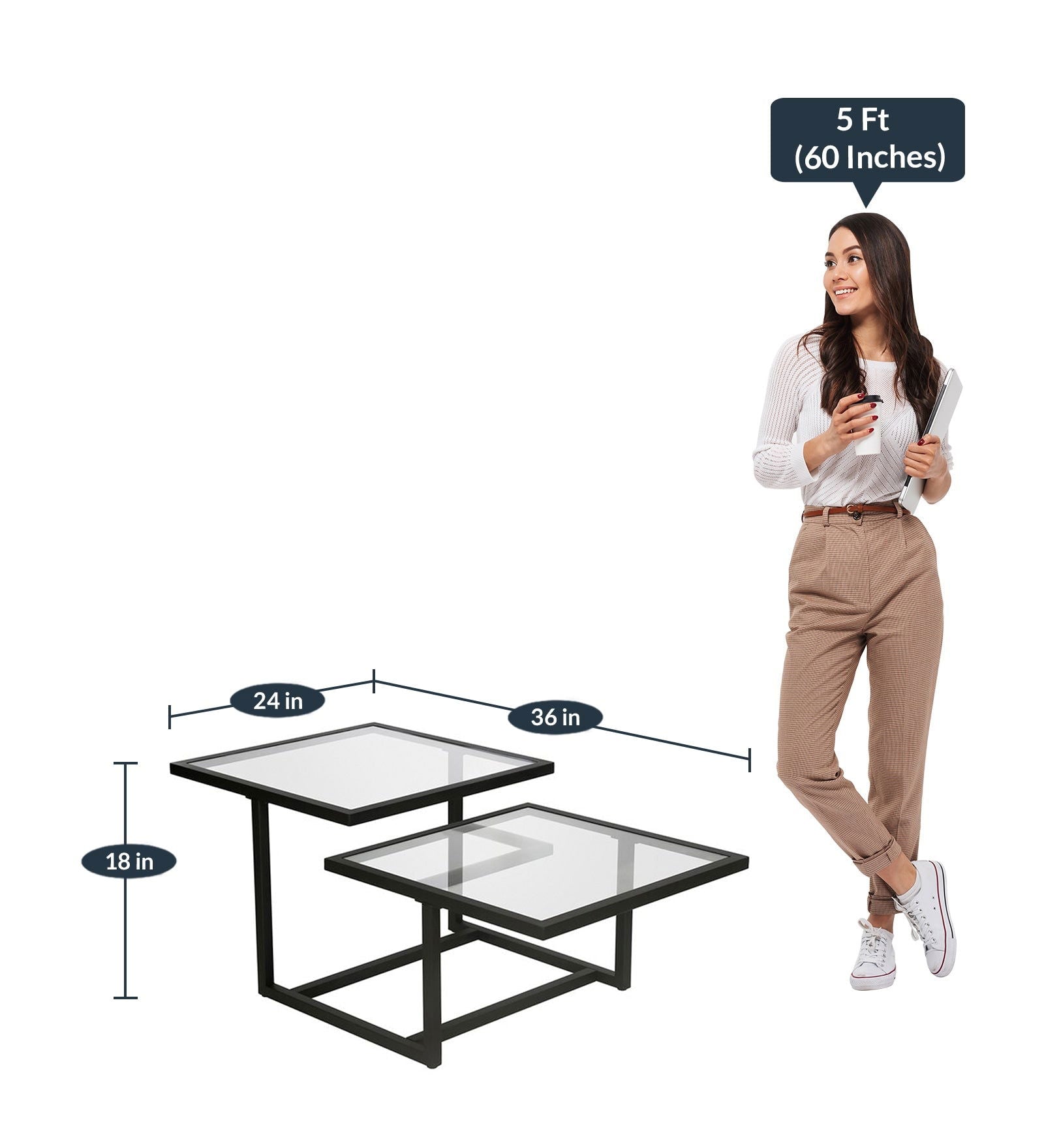 Metal Frame Base Glass Top Designer Center Table -