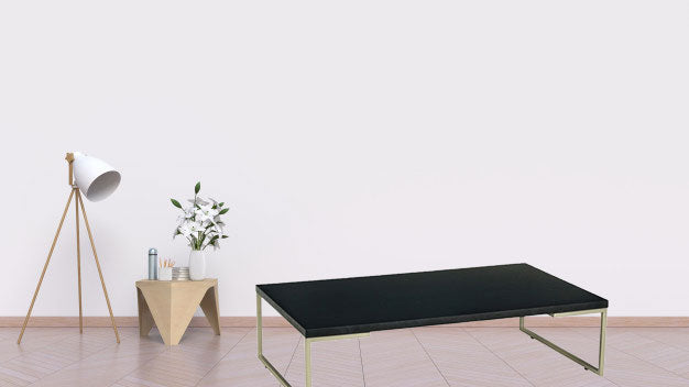 Metal Frame Base Particle Board Top Center Table -