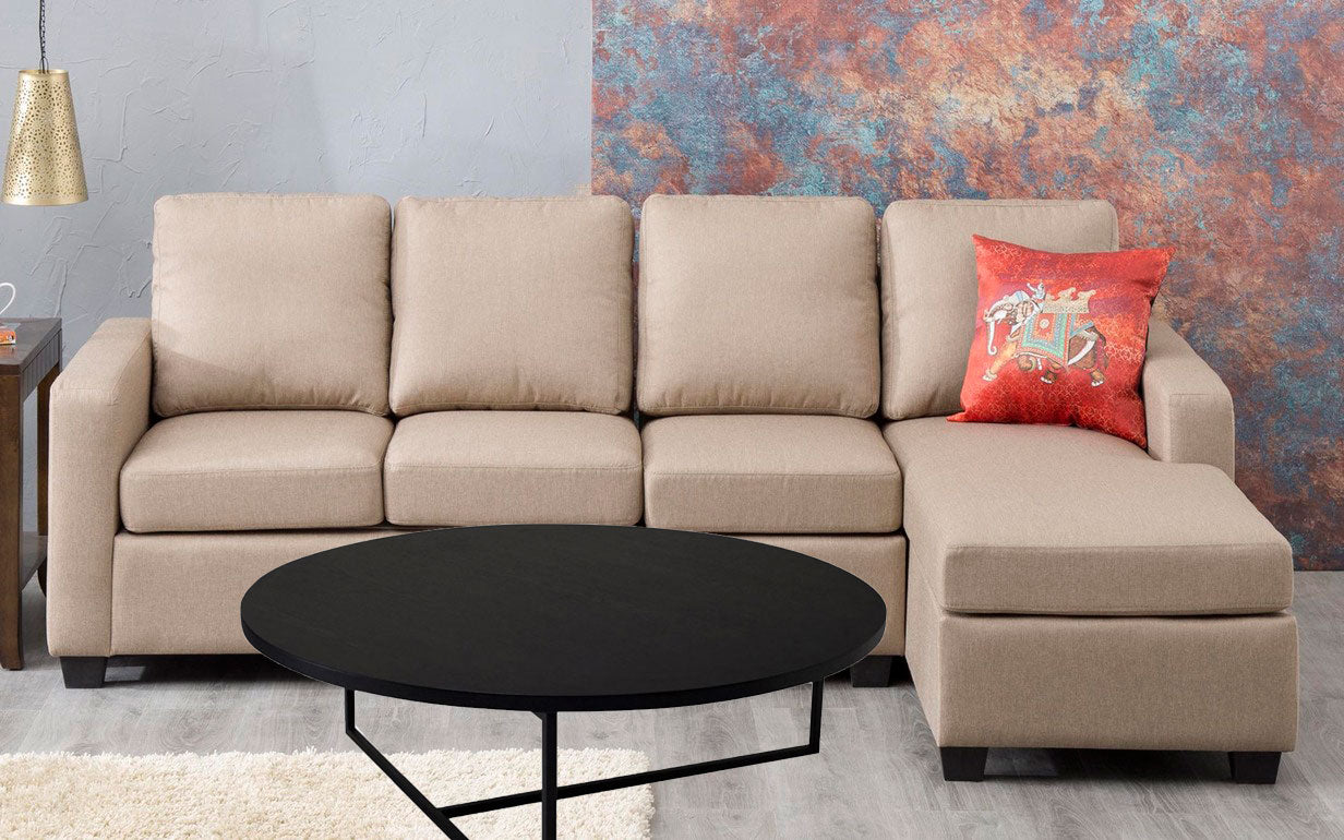 Metal Frame Base Particle Board Top Round Center Table -