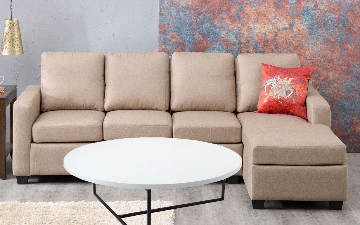 Metal Frame Base Particle Board Top Round Center Table -