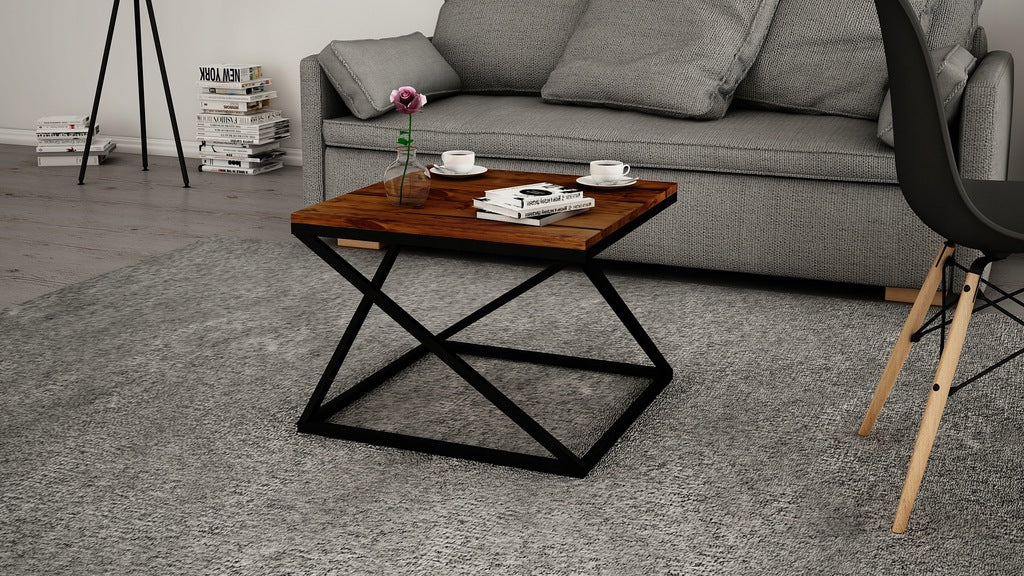 Metal Frame Base Particle Board Wooden Center Table -