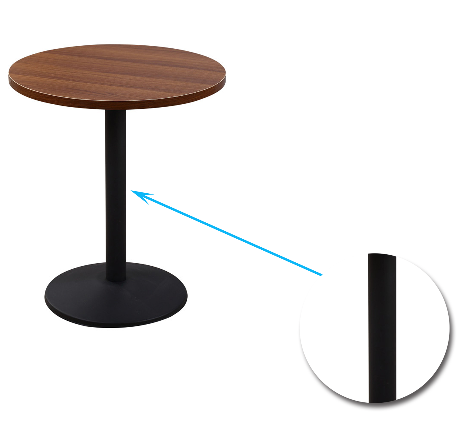 Metal Frame Base Wooden Center Cafe Table -