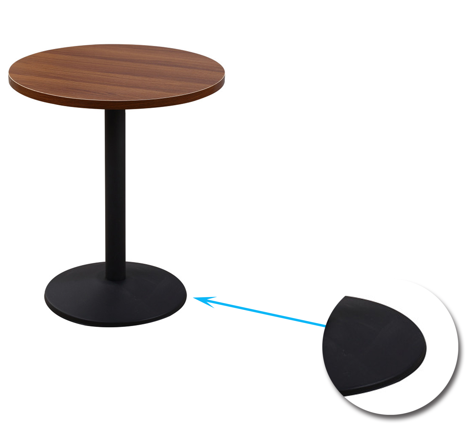 Metal Frame Base Wooden Center Cafe Table -