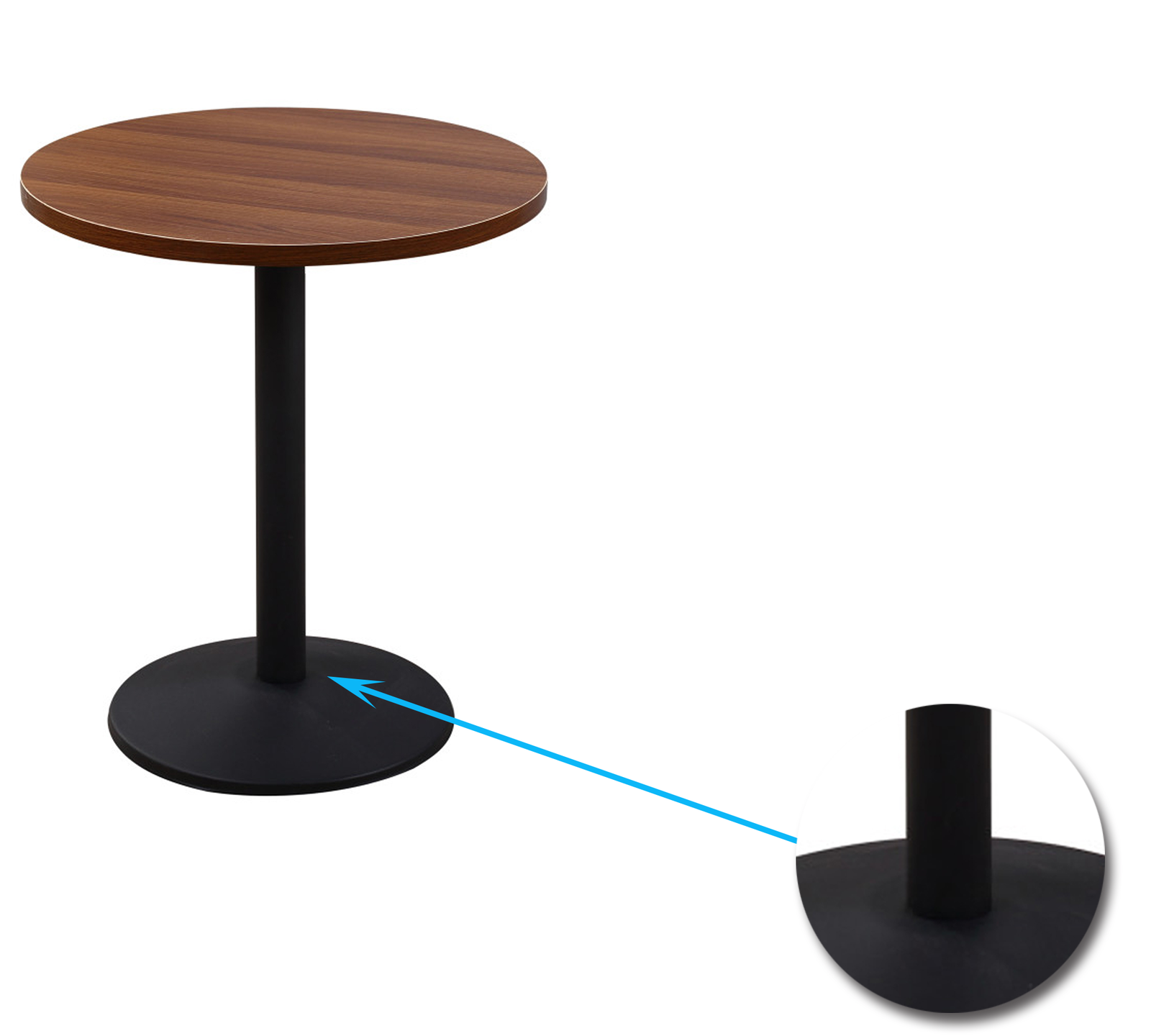 Metal Frame Base Wooden Center Cafe Table -