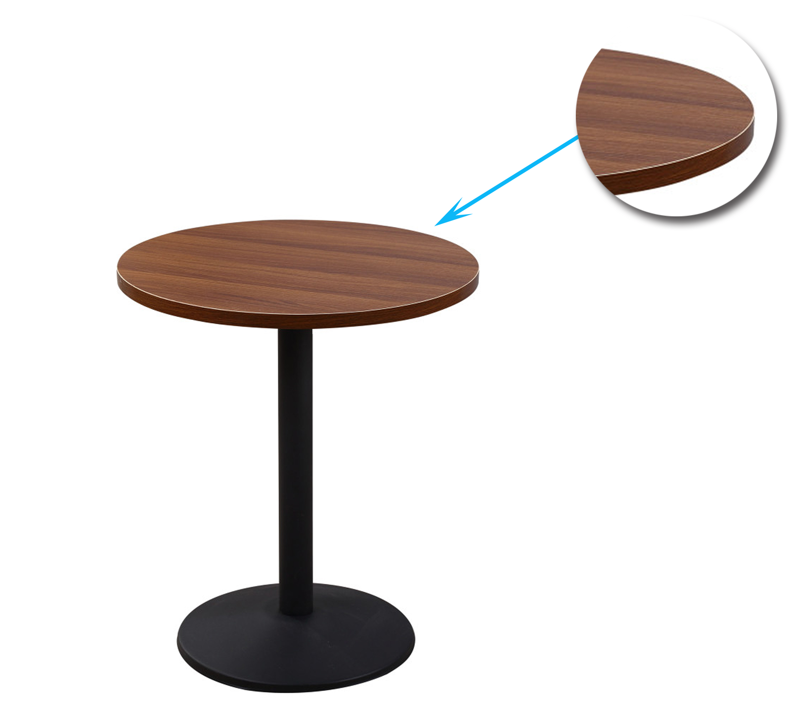 Metal Frame Base Wooden Center Cafe Table -