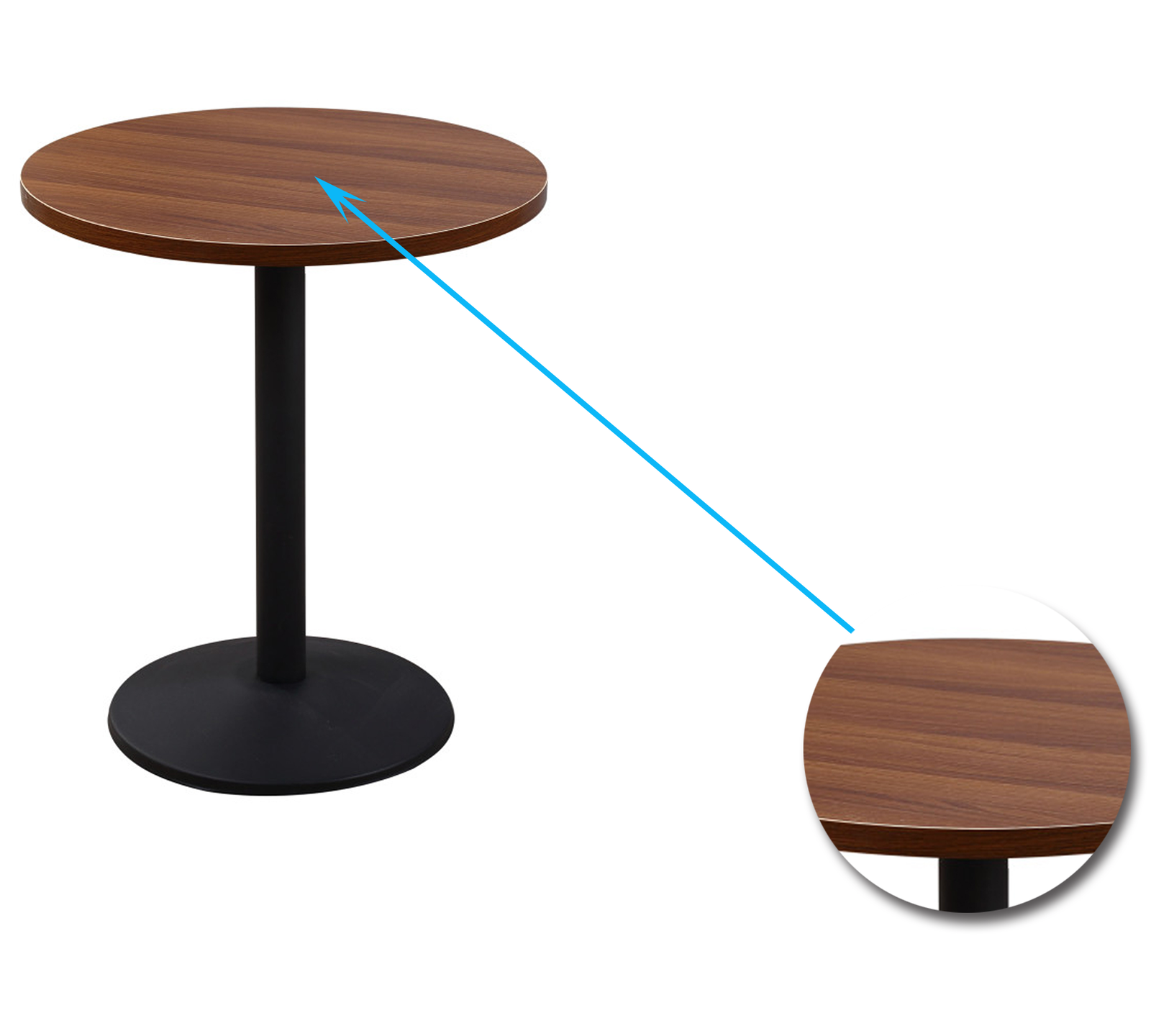 Metal Frame Base Wooden Center Cafe Table -