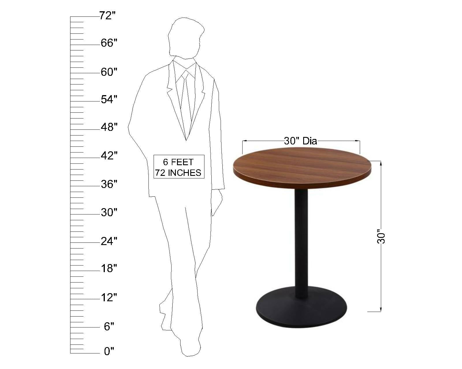 Metal Frame Base Wooden Center Cafe Table -