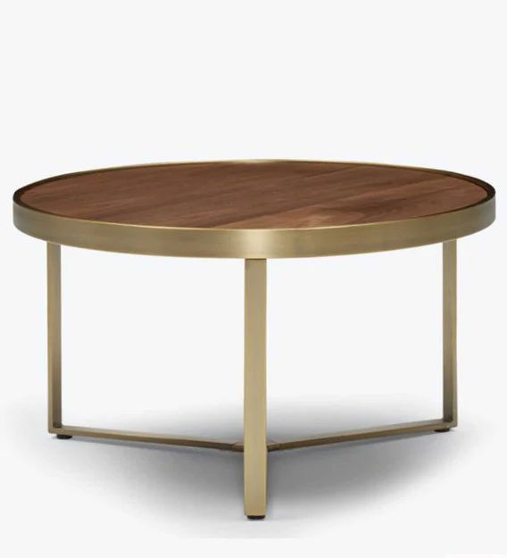 Metal Frame Base Wooden Top Coffee Center Table - Walnut -