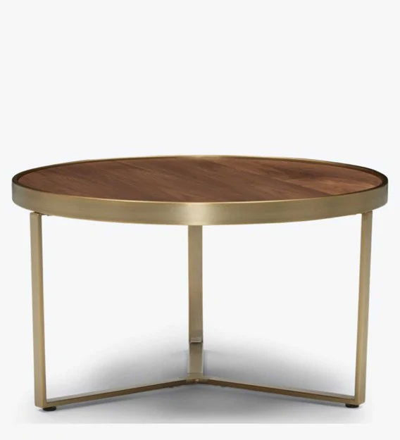 Metal Frame Base Wooden Top Coffee Center Table - Walnut -
