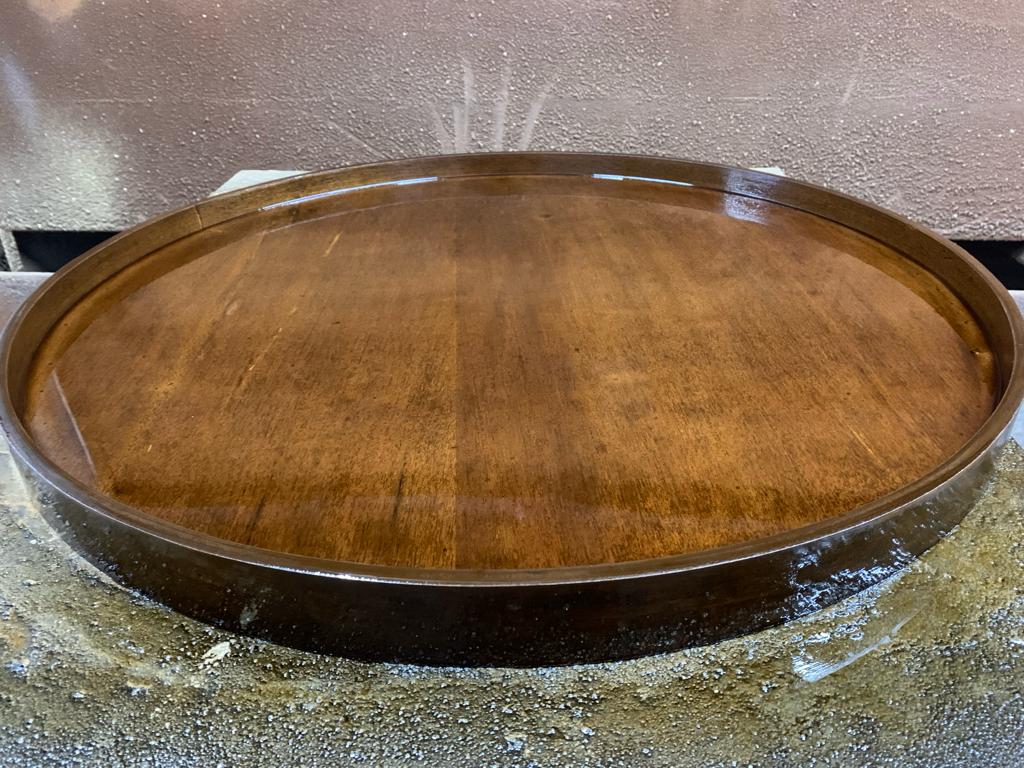 Metal Frame Legs Base Wooden Round Coffee Table - Walnut & Gold -