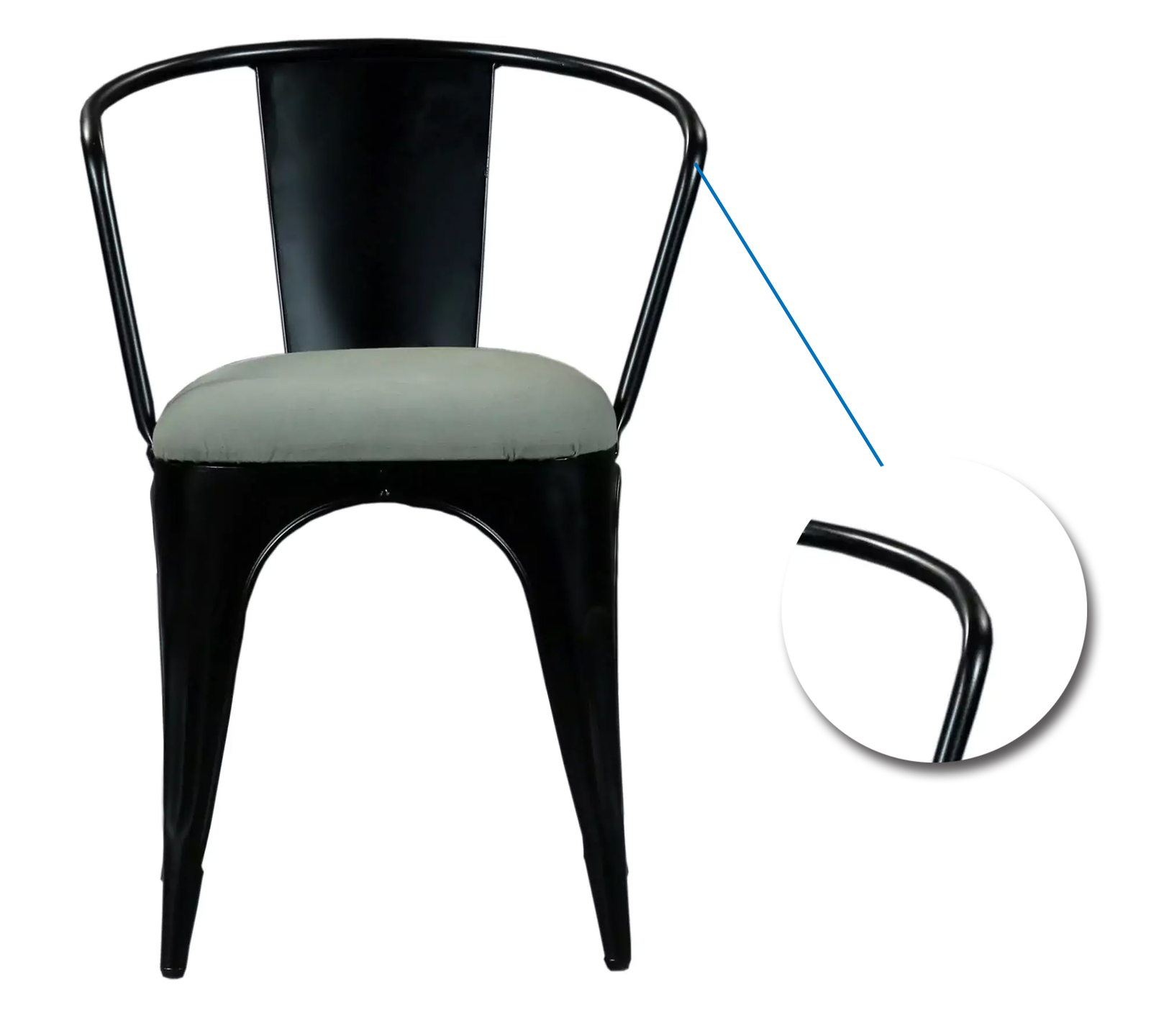 Metal Frame Legs Cushioned Outdoor Chair -