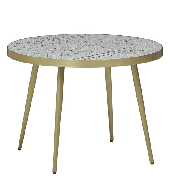 Metal Legs Base Round Top Coffee Center Table - Brass Finish -