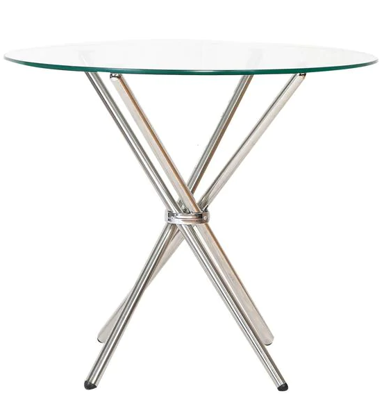 Metal SS Frame Base Center Table with Glass Top -