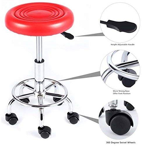 Metal Stool Medical/Doctor Stools Spa Ergonomic Drafting with Wheels (Red with Castor) -