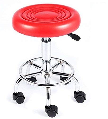 Metal Stool Medical/Doctor Stools Spa Ergonomic Drafting with Wheels (Red with Castor) -