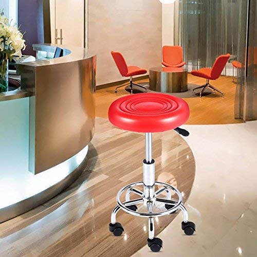 Metal Stool Medical/Doctor Stools Spa Ergonomic Drafting with Wheels (Red with Castor) -