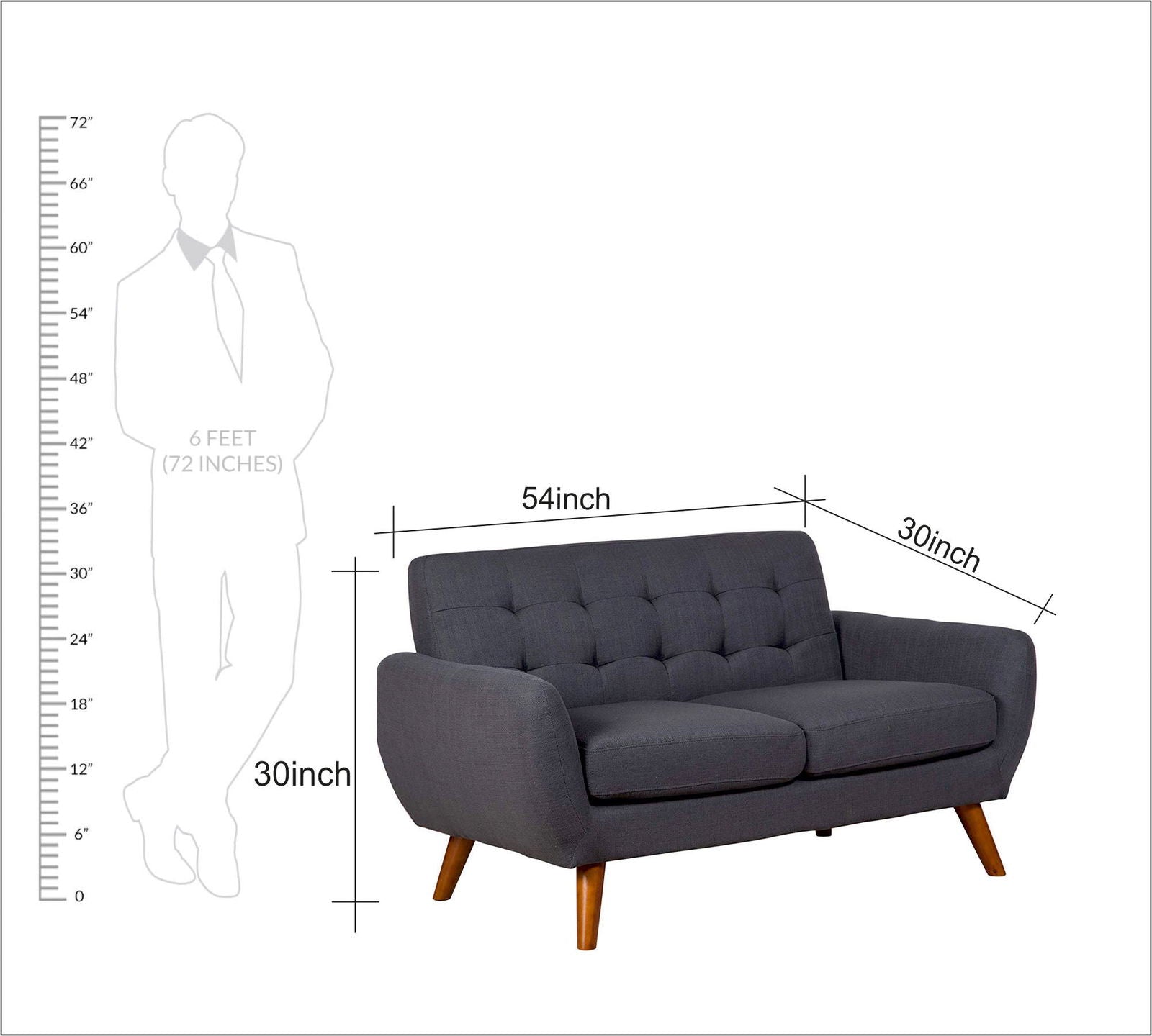 Mid-Century Two Seater Sofa With Wooden Legs -
