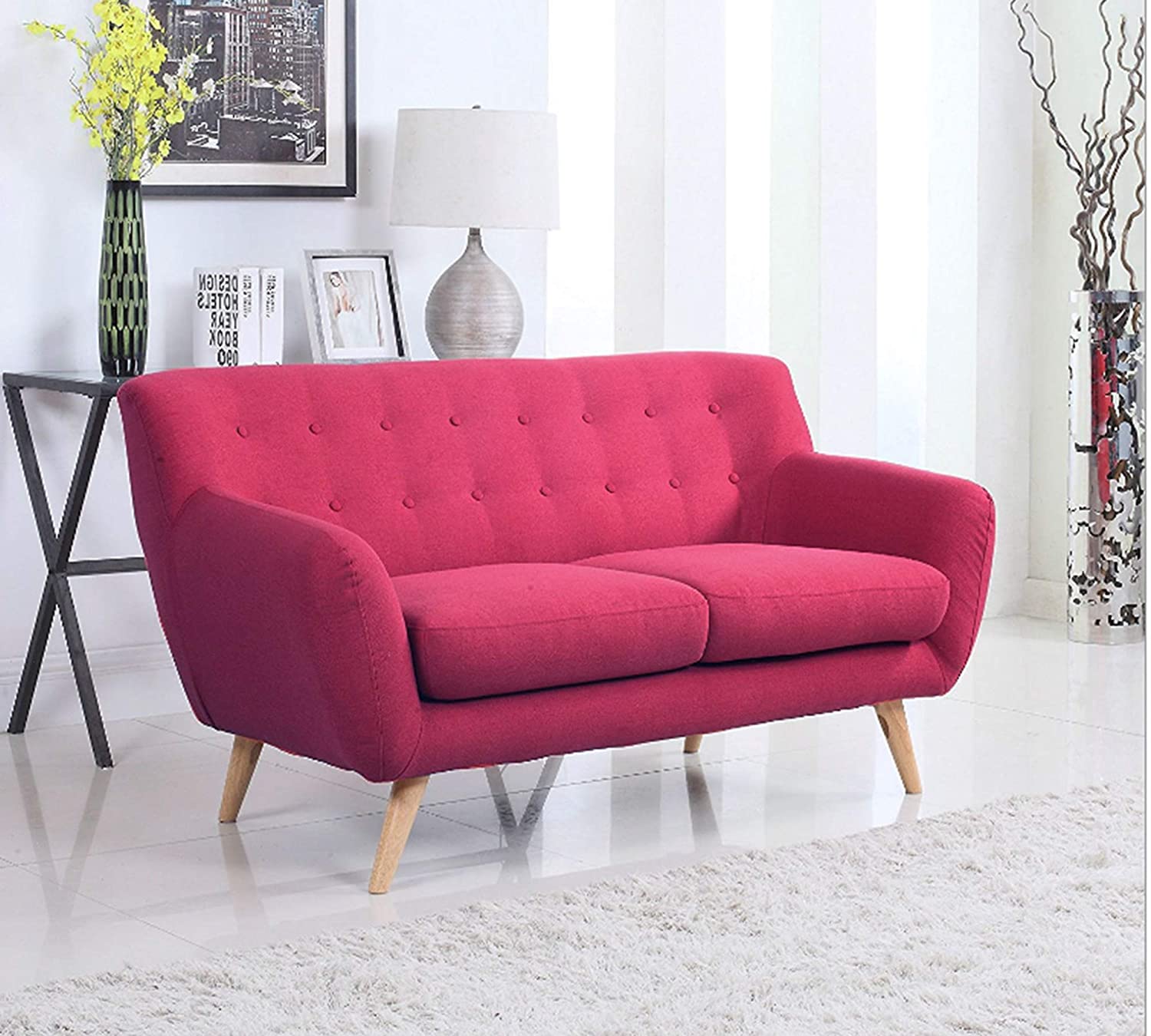 Mid-Century Two Seater Sofa With Wooden Legs -