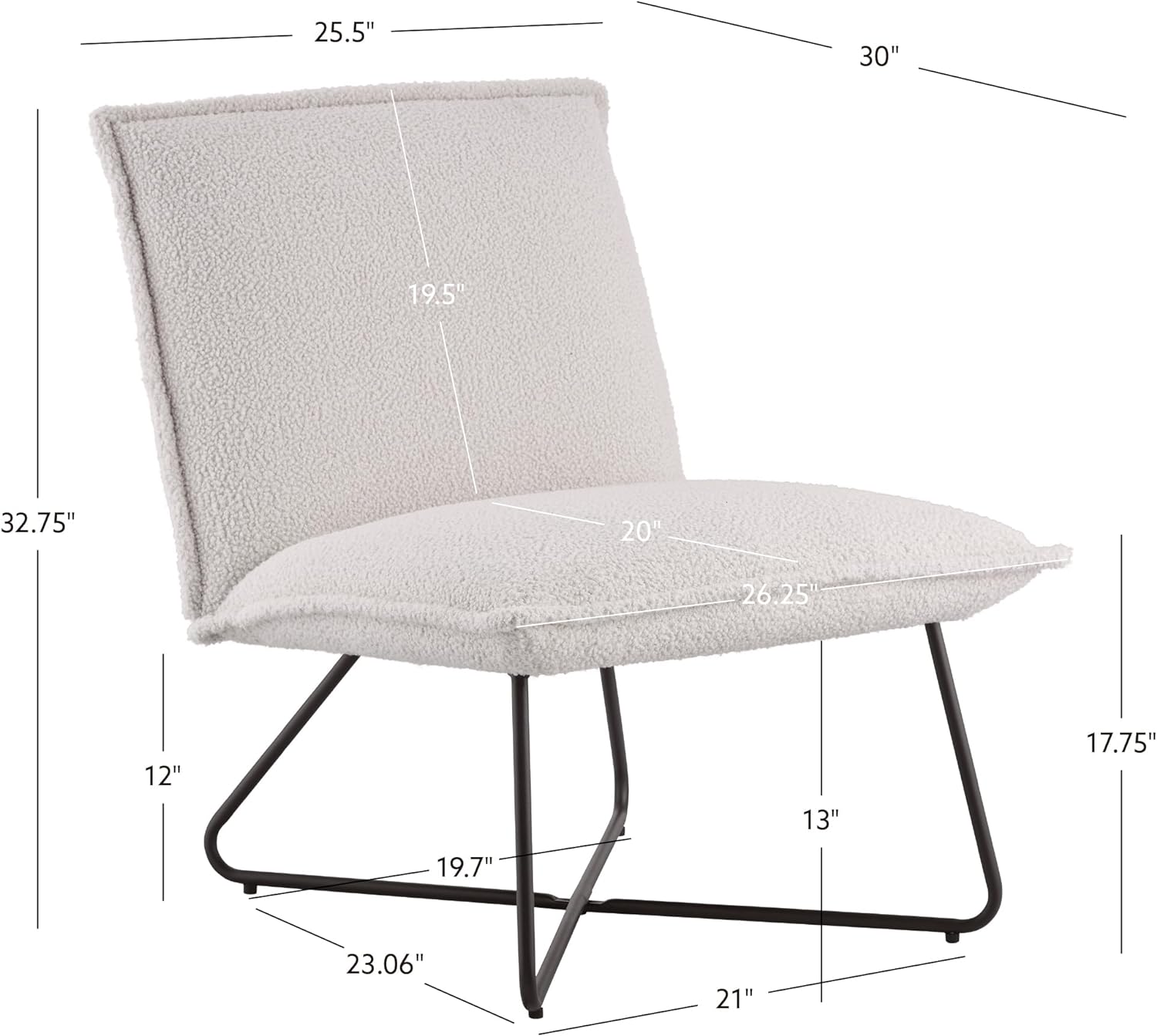 Modern Accent Living Room Chair with Comfy Backrest and Metal Frame -