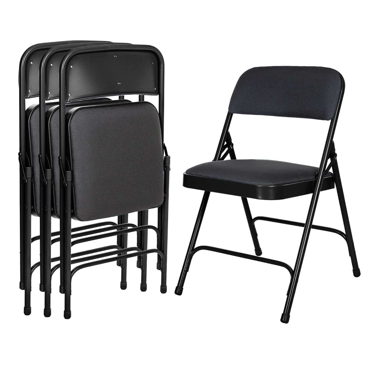 Modern Black Foldable Study Chair and Base Metal Legs for Students (Pack of 2 Pcs) -