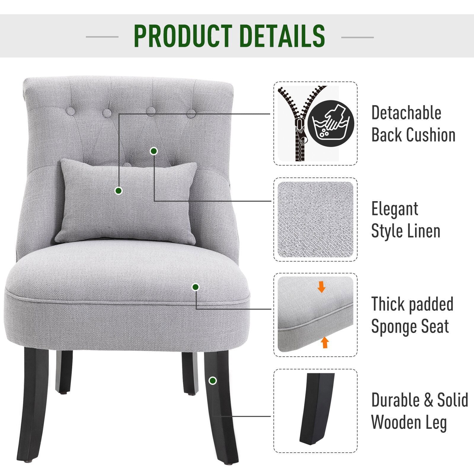 Modern Design Button Tufted With Cushion Accent Chair -