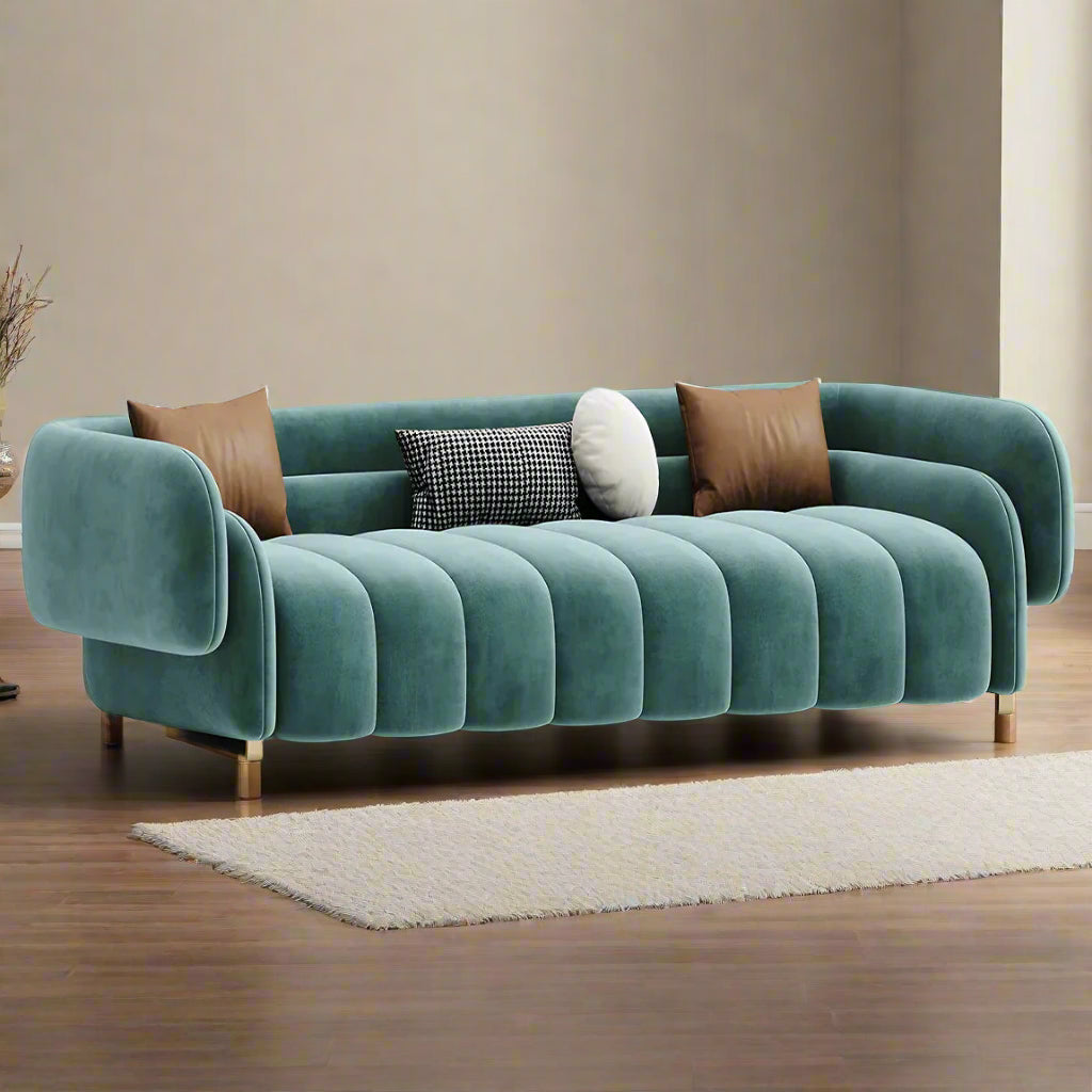 3-Seater Sofa luxury For Home Furniture Upholstery Velvet Fabric and Premium Quality Fabric and A-Class Quality Wood For Living Room