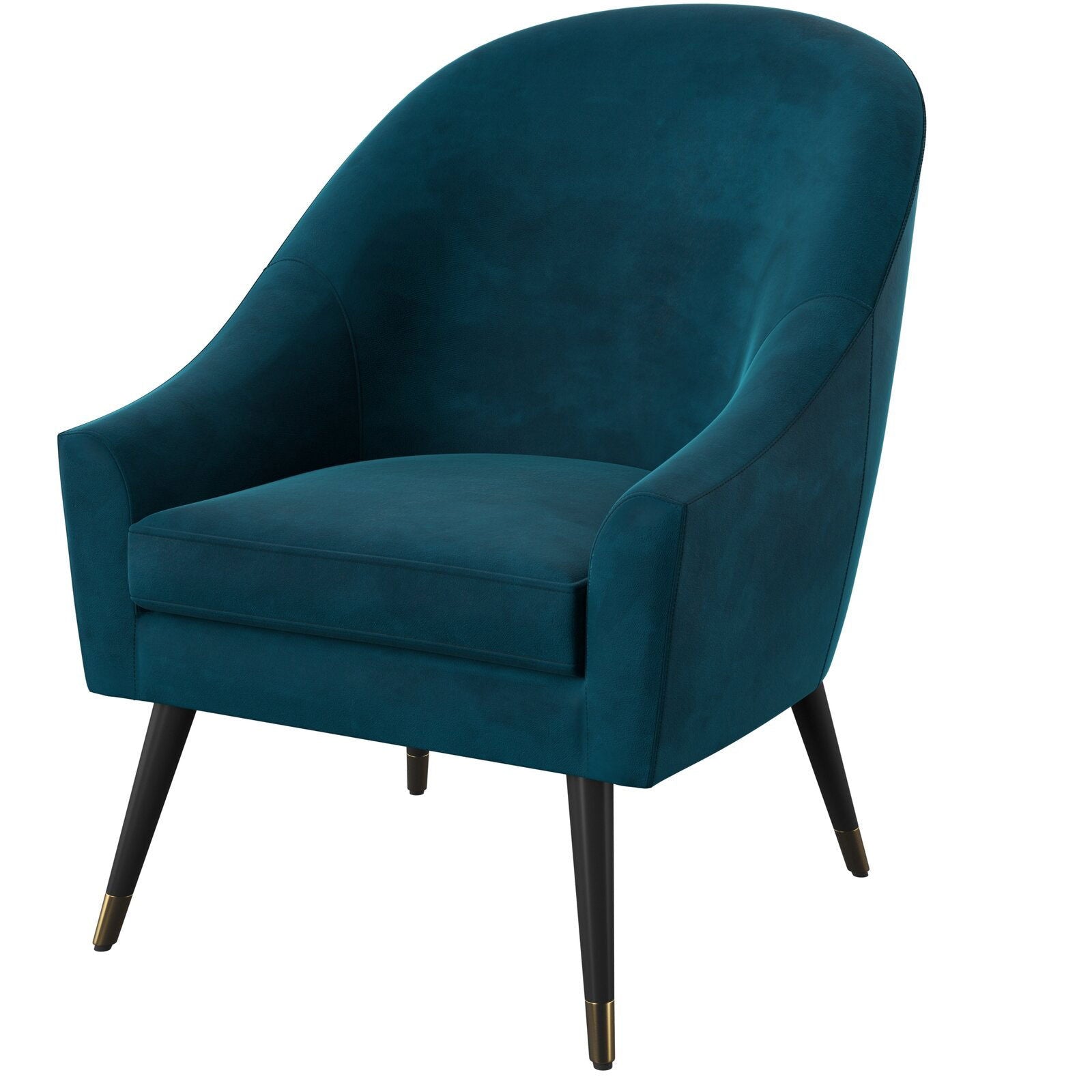 Modern Lounge Chair With Wide Back in Velvet Upholstery -