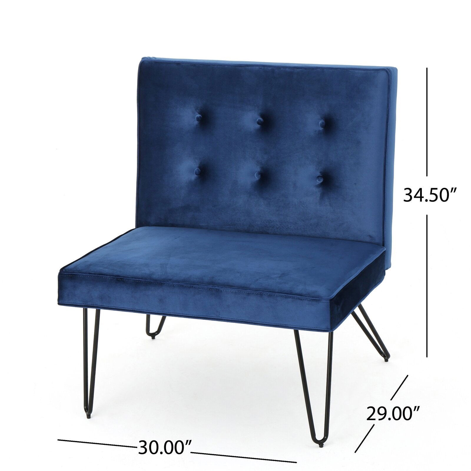 Modern Lounge Chair with Metal Legs Frame Base in Cushioned Fabric -