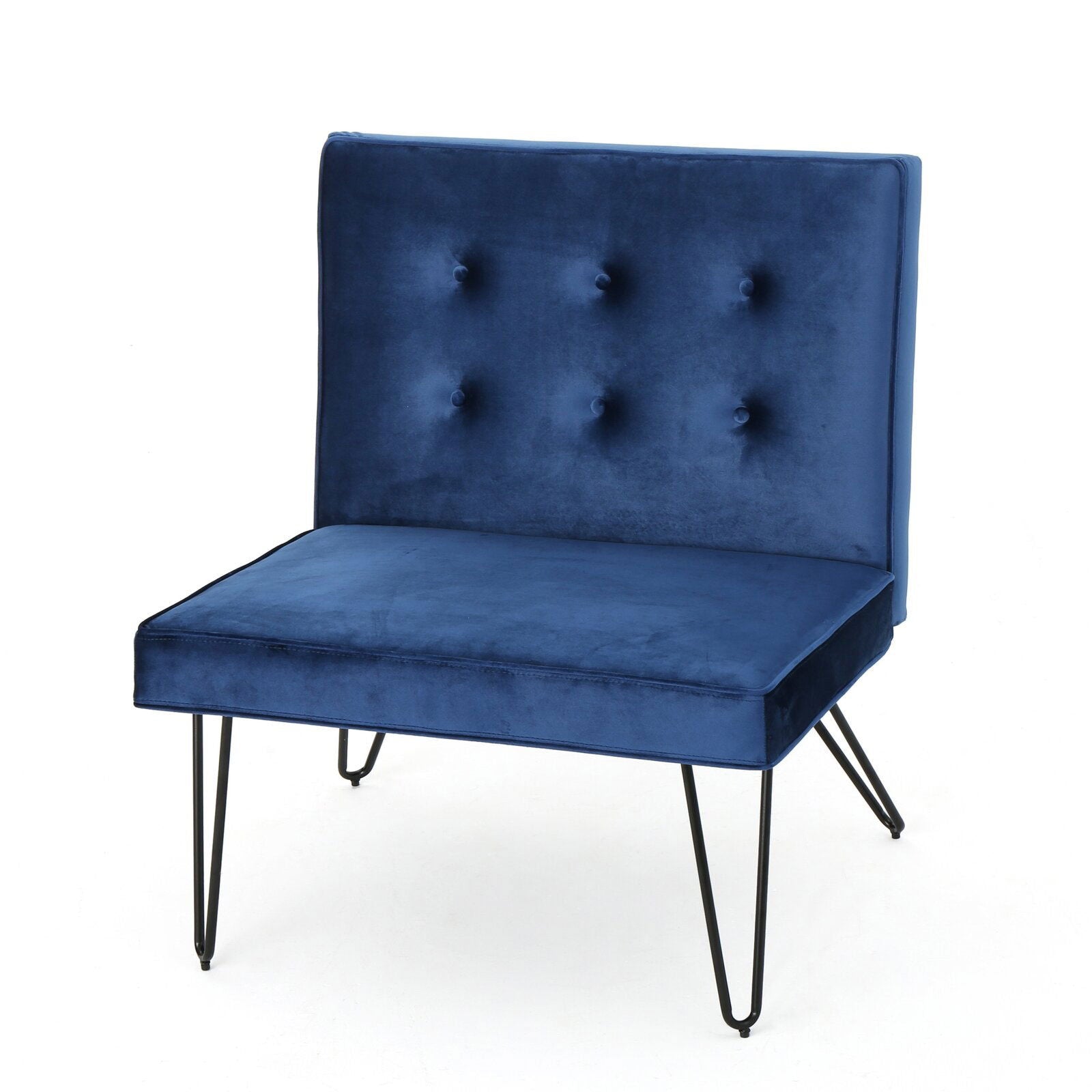 Modern Lounge Chair with Metal Legs Frame Base in Cushioned Fabric -