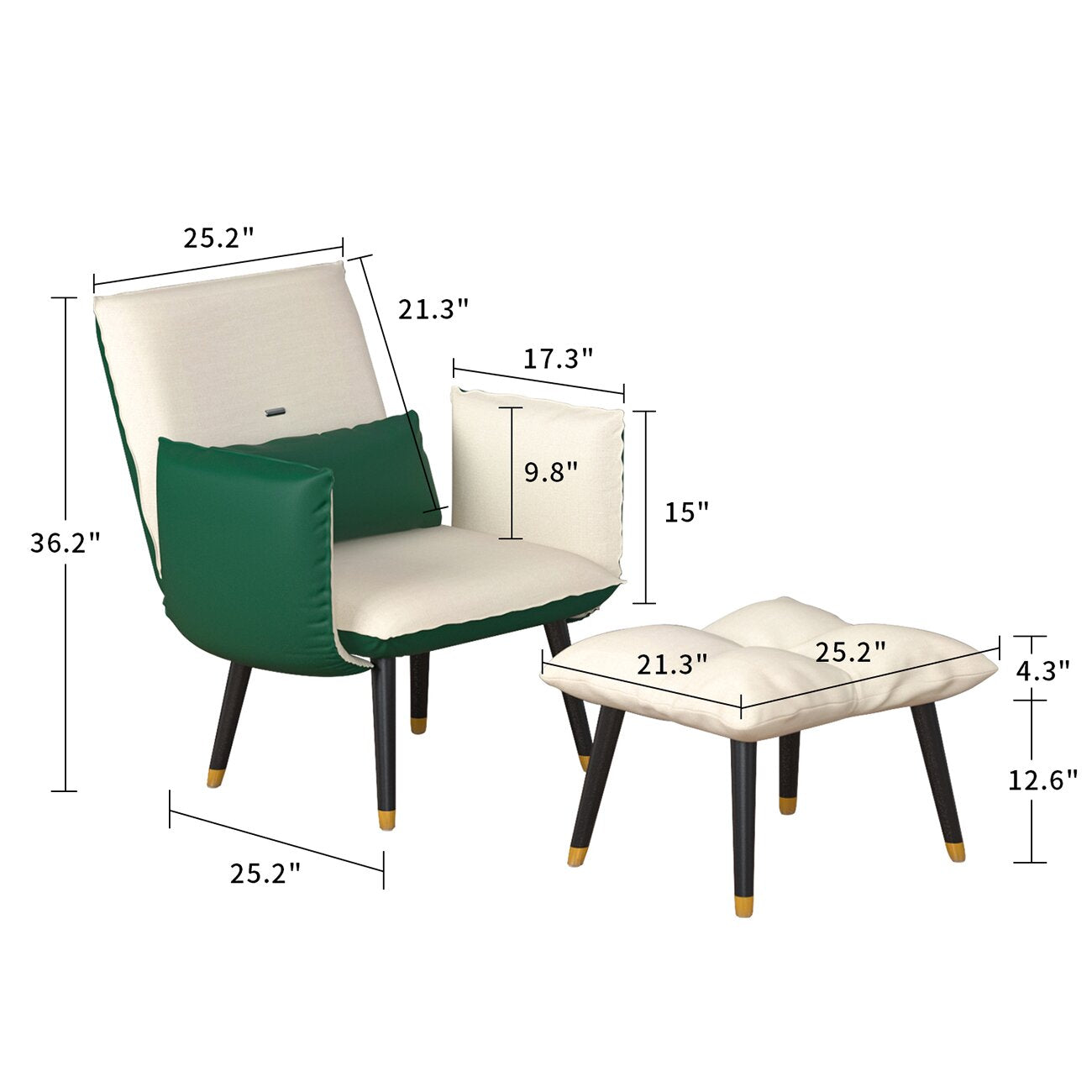 Modern Recliner Chair with Ottoman and Lumbar Support -