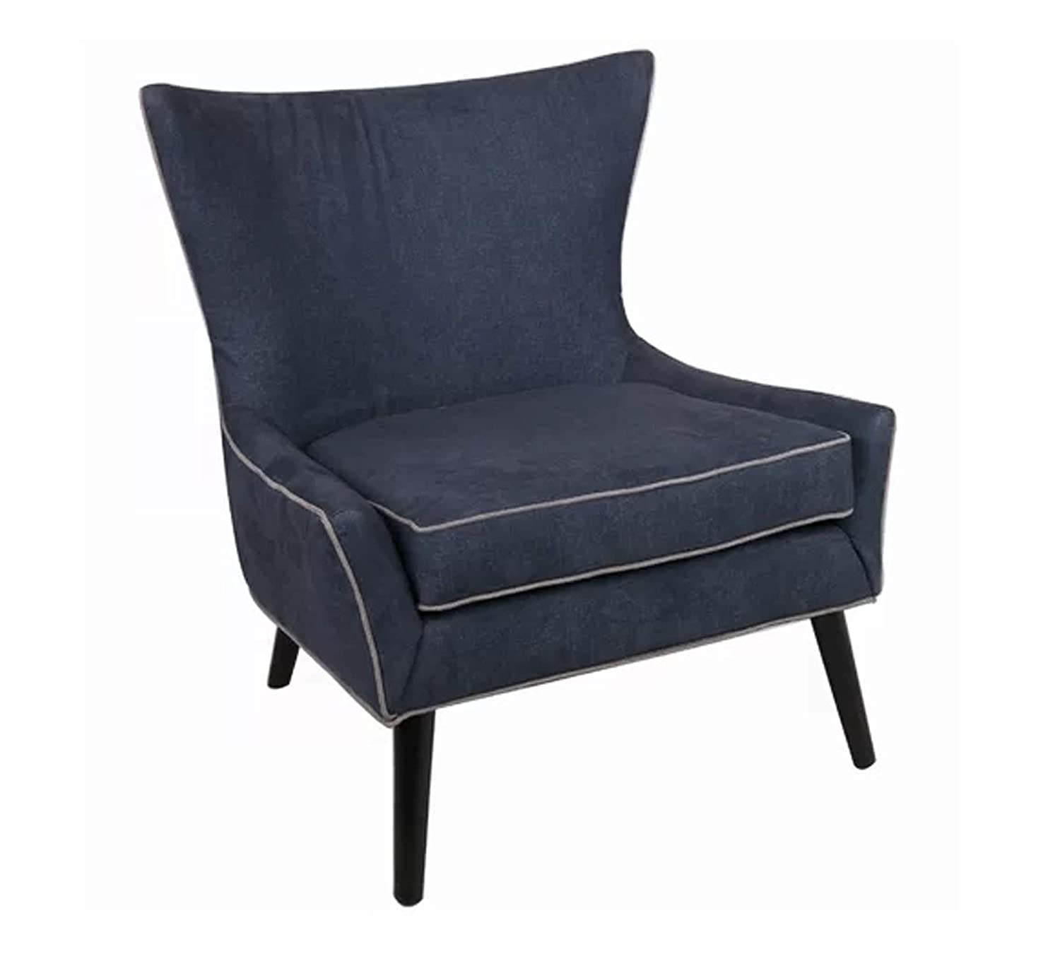 Modern Slate Denim with Black Legs Accent Chair -