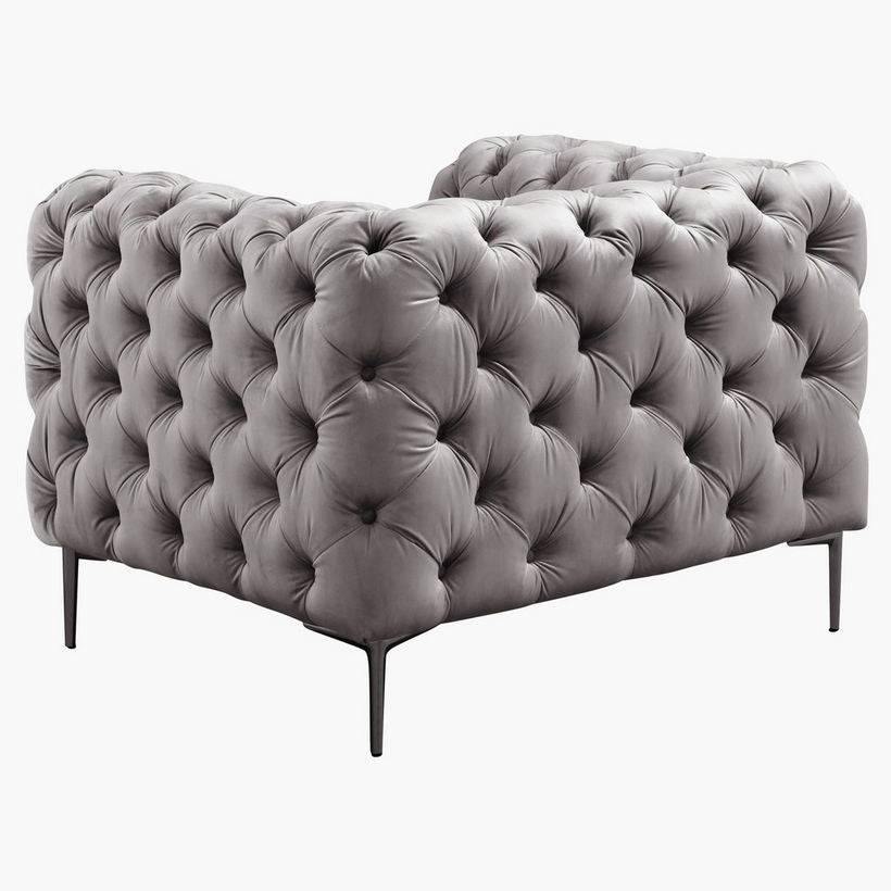 Modern Stainless Steel Base Tufted Velvet Chesterfield Single Chair Chair -